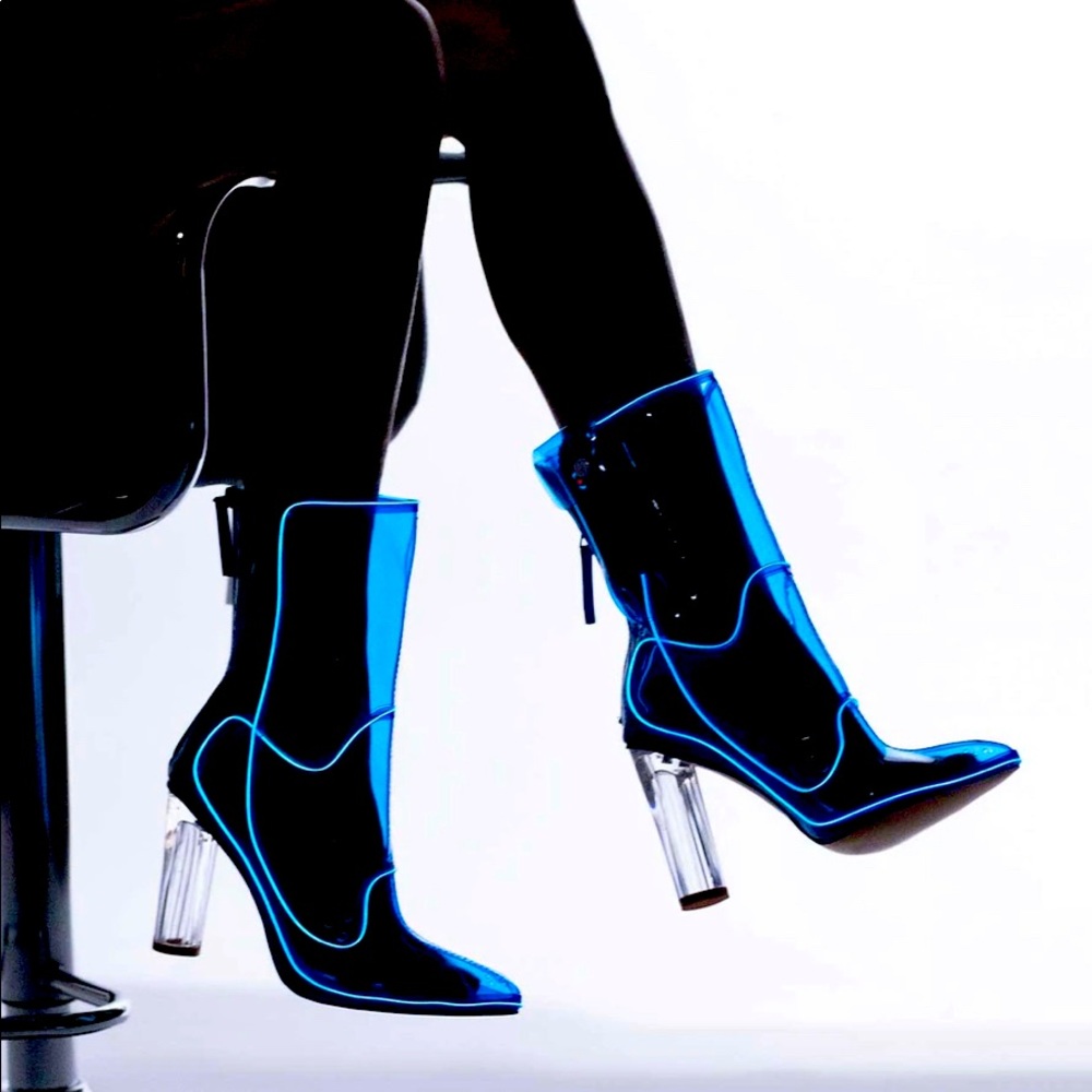 Out past midnight neon cowboy boots size 7 blue
